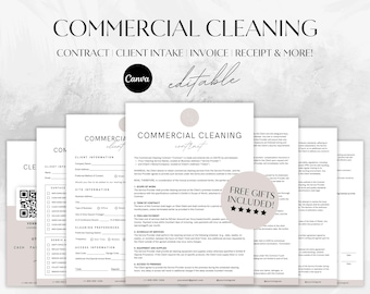 Commercial Cleaning Business Forms Bundle, Editable Cleaning Contract, Cleaning Checklist, Cleaning Proposal, Cleaning Service, Intake Form