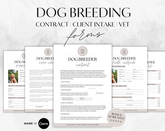 Dog Breeder Contract, Breeder Forms, Dog Breeding Agreement, Puppy Sale Contract, Puppy Health Certificate, Client Intake Form