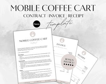 Mobile Coffee Cart Contract Template, Mobile Coffee Cart Invoice, Editable Coffee Cart Contract, Coffee Receipt, Mobile Vendor Coffee