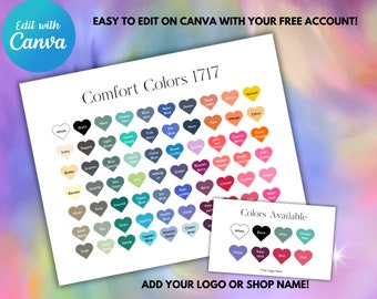 Editable Comfort Colors 1717 Chart, Etsy Mockup (Canva)