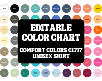 Comfort Colors C1717 Color Chart | Comfort Colors C1717 Color Swatch | C1717 Swatch Mockup | Color Chart Mockup | C1717 Color Chart