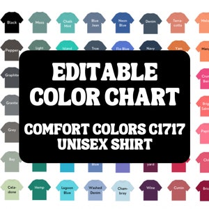 Comfort Colors C1717 Color Chart | Comfort Colors C1717 Color Swatch | C1717 Swatch Mockup | Color Chart Mockup | C1717 Color Chart