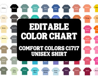 Comfort Colors C1717 Color Chart | Comfort Colors C1717 Color Swatch | C1717 Swatch Mockup | Color Chart Mockup | C1717 Color Chart