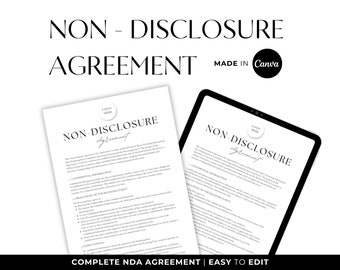 NDA Agreement Contract Template, Non Disclosure Agreement Template, Confidentiality Form, Small Business Forms