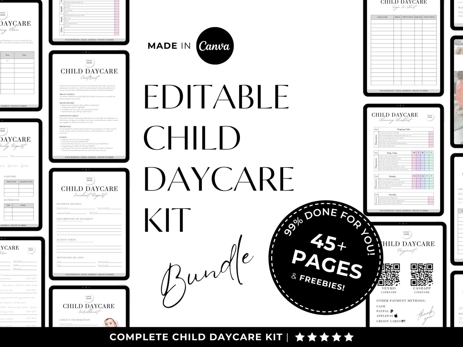 Editable Daycare Forms Bundle, Daycare Starter Kit, Childcare Forms