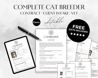 Cat Kitten Breeder Forms Kit, Kitten Records, Queening Charts (Editable)