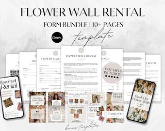 Flower Wall Rental Contract Bundle, Event Business Forms (Canva Template)