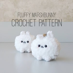 PATTERN ONLY - Fluffy Marshbunny Crochet Pattern, Marshmallow, Fluffy, Cute Marshmallow, Candy, Kawaii Marshmallow, Sweets, Forest Spirit