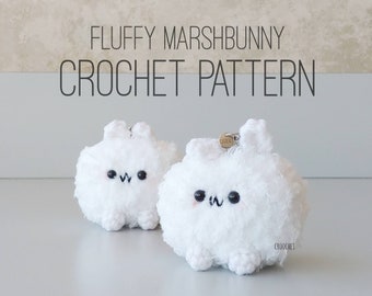 PATTERN ONLY - Fluffy Marshbunny Crochet Pattern, Marshmallow, Fluffy, Cute Marshmallow, Candy, Kawaii Marshmallow, Sweets, Forest Spirit
