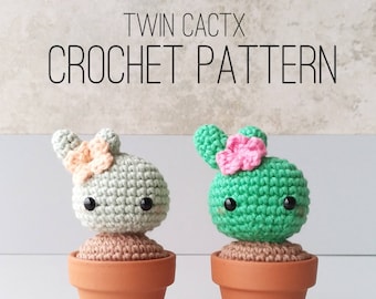 PATTERN ONLY - Twin CactX Crochet PDF pattern, amigurumi crochet cactus pattern, chubby cactus, CactX pattern, succulent, pattern, crochet