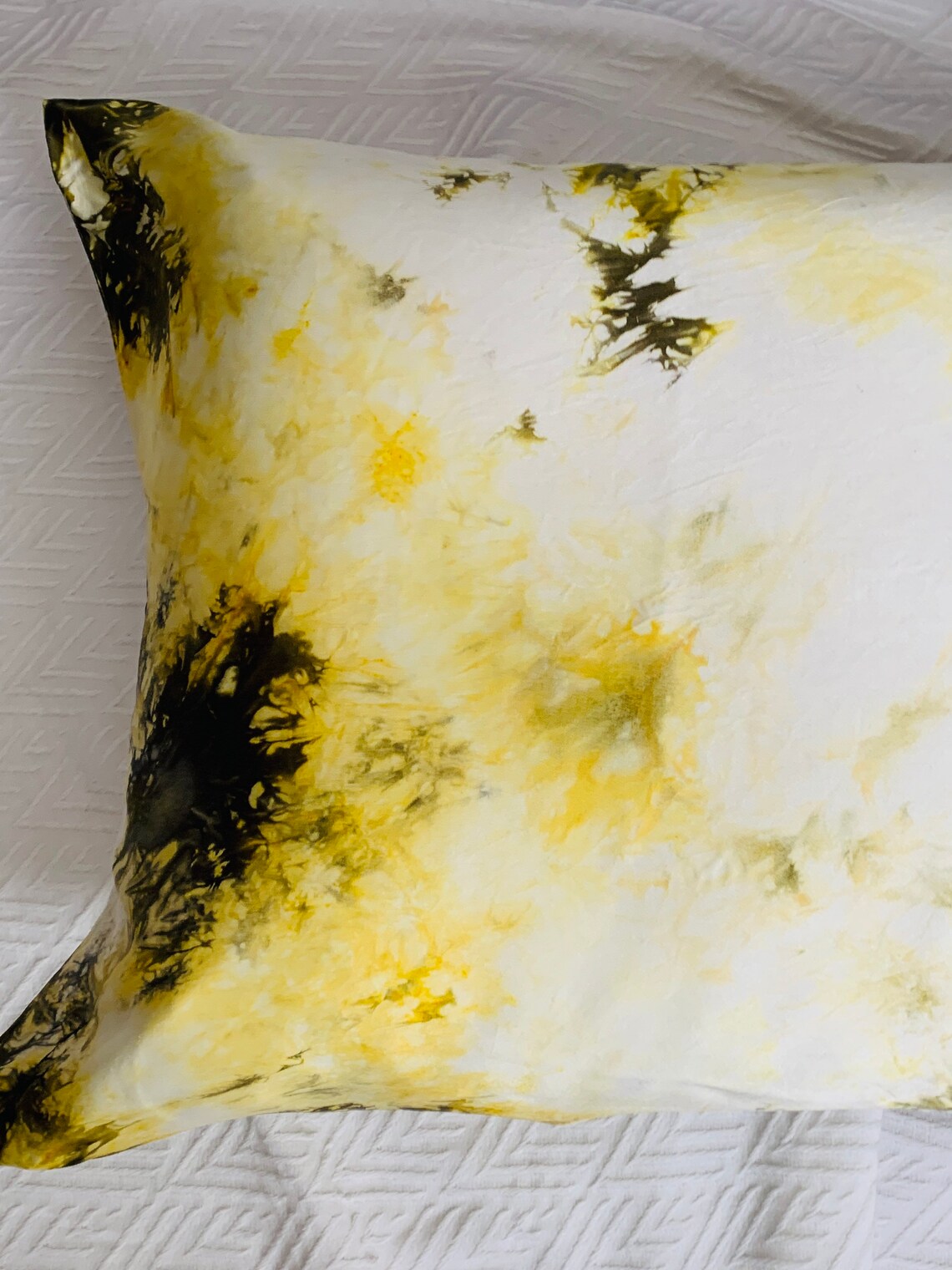 Silk Pillowcase Tie Dye Dark Olive Gray with a splash of Etsy