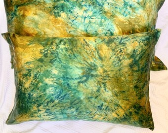 Tie Dye Shibori Warm golden tones with Teal Blue Self Care DIY Spa Mother/'s Day Silk Pillowcase