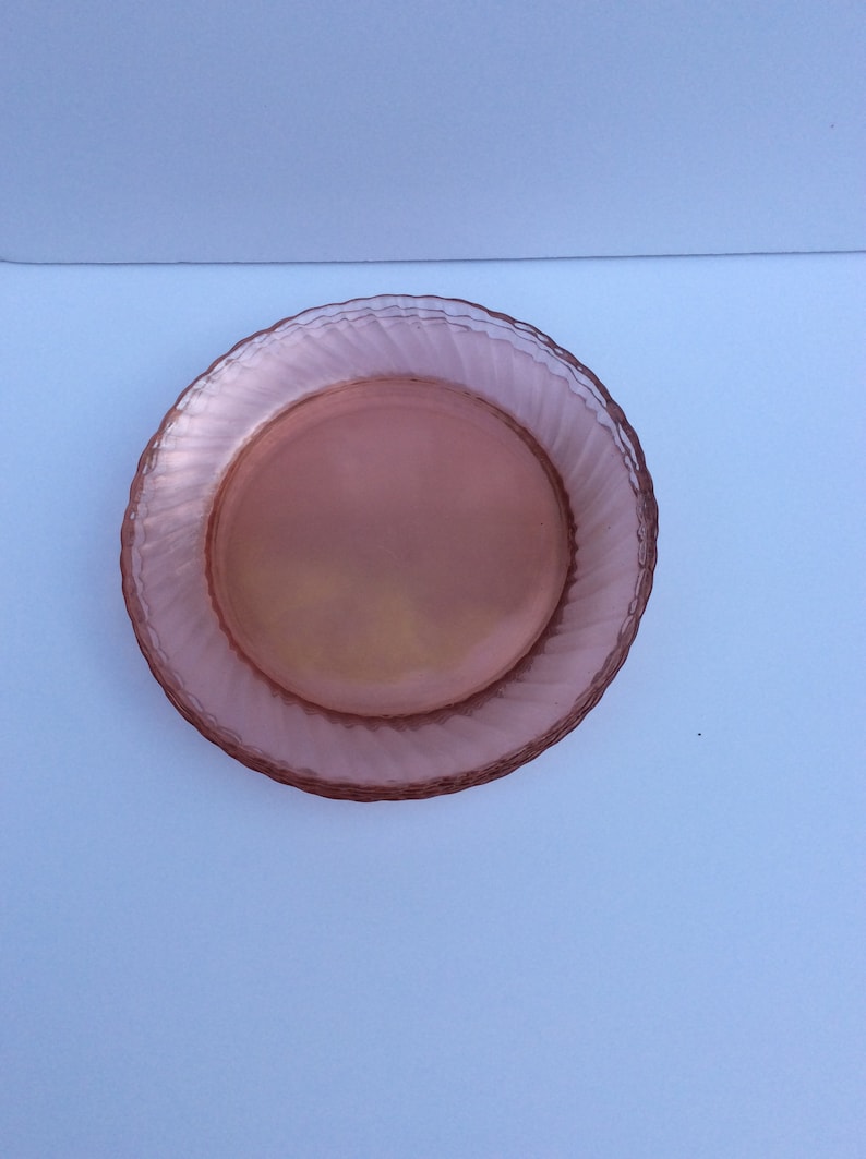 Five Vintage Arcoroc Pink Salad Plates