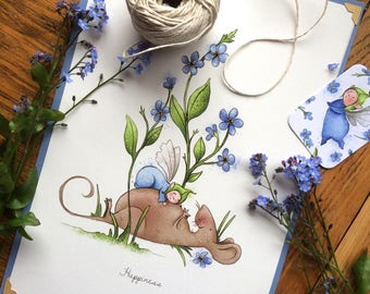 Forget-me-not Baby - Illustrated Art Print