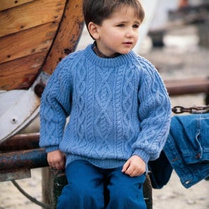 May include: A light blue long-sleeved sweater featuring a textured cable knit pattern with a round neckline and ribbed cuffs, worn over a collared shirt with dark blue trousers. The image includes the text PDF File Pattern in the upper corner.