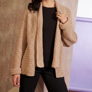 Shawl Collared Cardigan Crochet Pattern | Oversized Sweater Pattern | Easy Crochet Cardigan with Collar Pattern | Vintage PDF Download