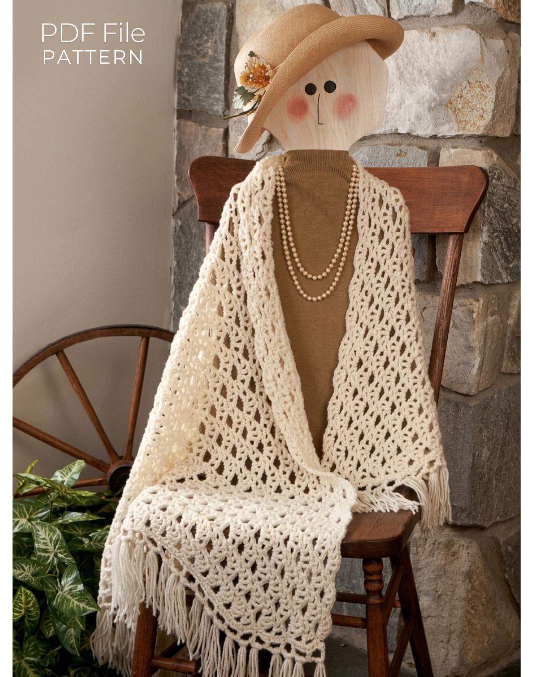 Vintage PDF Pattern Crochet Seasonal Shawl Lacy Shell Stitch Triangle ...