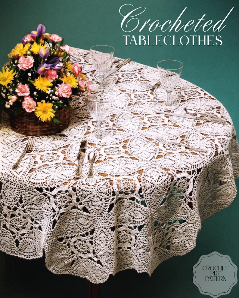 Vintage Pattern PDF – Vintage Crochet Tablecloth 6 Designs – Elegant ...