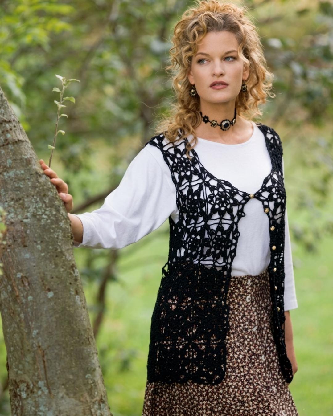 Long Lace Vest Crochet Pattern | Ebony Elegance Long Cardigan