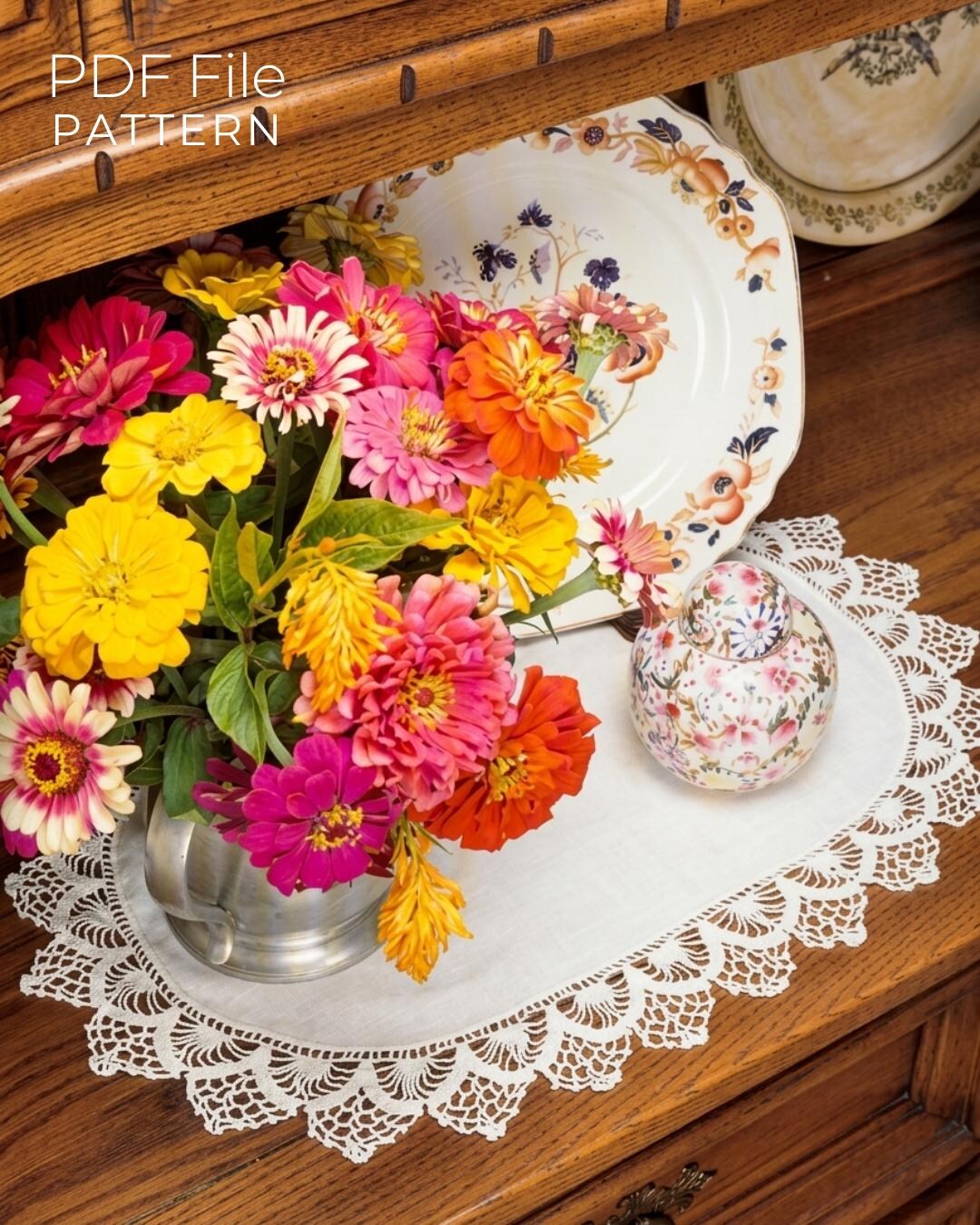 Oval Doily Crochet Pattern | Opulent Lace Linen Border Edging ...