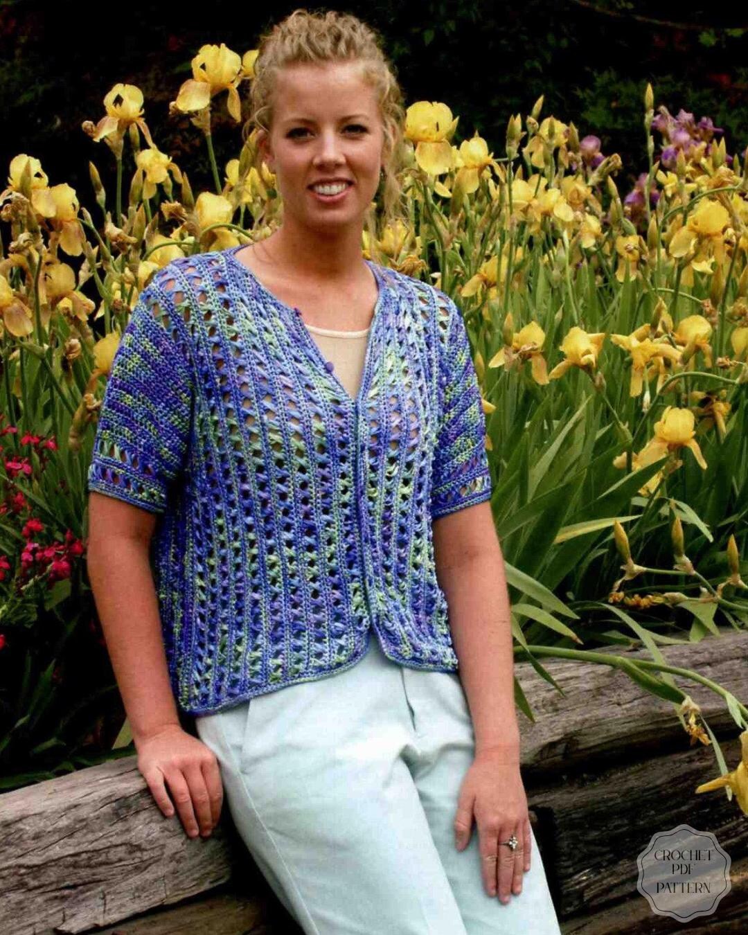 Vintage Crochet Cardigan Pattern PDF | Broomstick Lace Cardigan ...