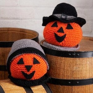 Pilgrim Pumpkins Thanksgiving Decor Mr and Mrs Pumpkinhead Amigurumi Fall Autumn Halloween Gift Vintage PDF Pattern