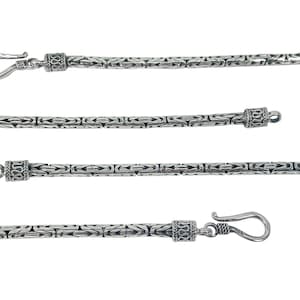 Mens Silver Borobudur Necklace - 3mm Byzantine Link