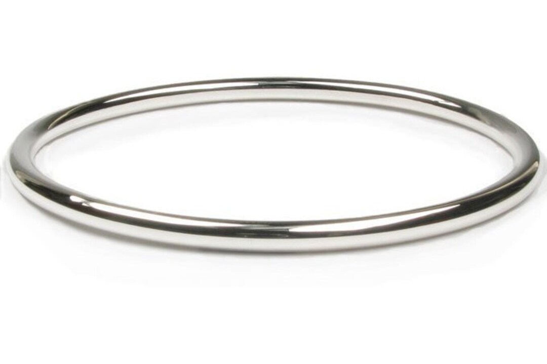 Handmade 925 Sterling Silver Filled Solid 3mm Half Round Bangle Bracelet – Stackable, Pink Silver
