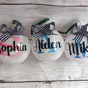 Personalized Christmas ornaments name ornaments kids ornaments-Christmas gifts Christmas monogram-Glitter ornaments-personalized ornament image 3