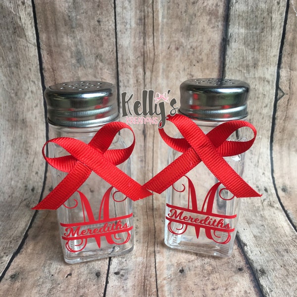 Salt and pepper shakers- personalized salt and pepper shakers- wedding gift- house warming gift.