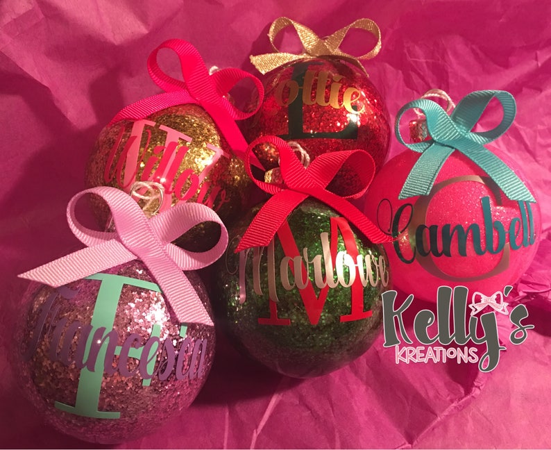Personalized Christmas ornaments name ornaments kids ornaments-Christmas gifts Christmas monogram-Glitter ornaments-personalized ornament image 6