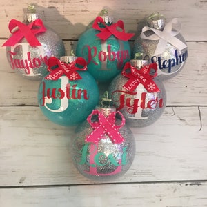 Personalized Christmas ornaments name ornaments kids ornaments-Christmas gifts Christmas monogram-Glitter ornaments-personalized ornament image 2