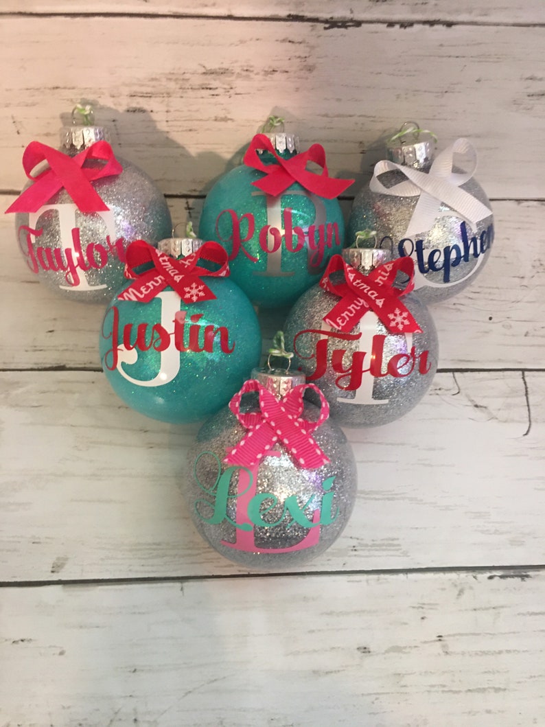 Personalized Christmas ornaments name ornaments kids ornaments-Christmas gifts Christmas monogram-Glitter ornaments-personalized ornament image 2