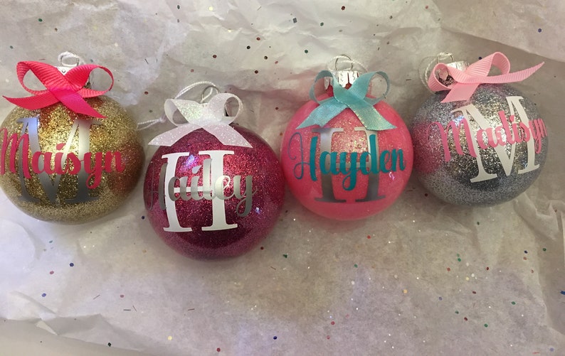 Personalized Christmas ornaments name ornaments kids ornaments-Christmas gifts Christmas monogram-Glitter ornaments-personalized ornament image 8