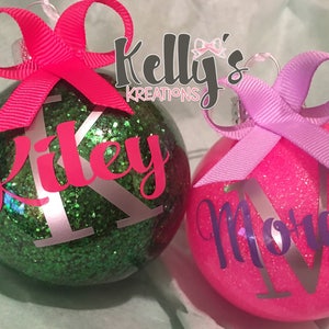 Personalized Christmas ornaments name ornaments kids ornaments-Christmas gifts Christmas monogram-Glitter ornaments-personalized ornament image 1