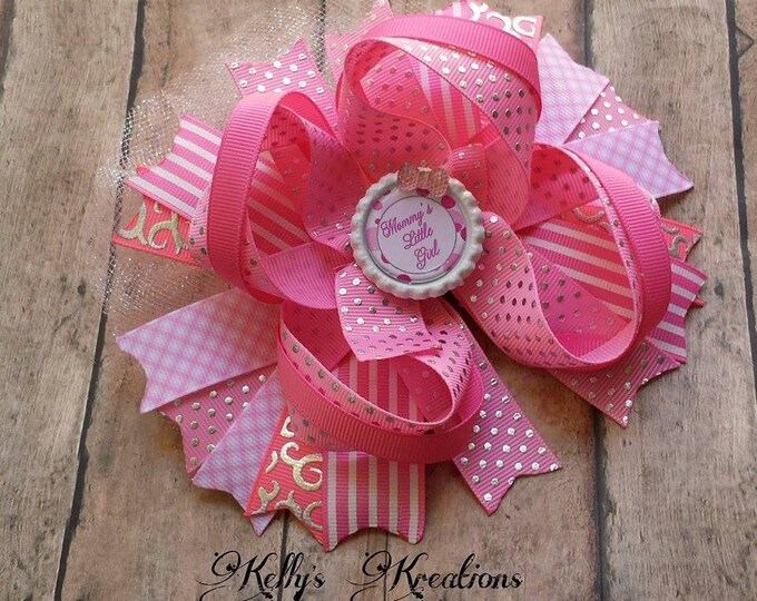 Mommy's Little Girlpink Hair Bow Pink Sparkle Bowhairbowstacked