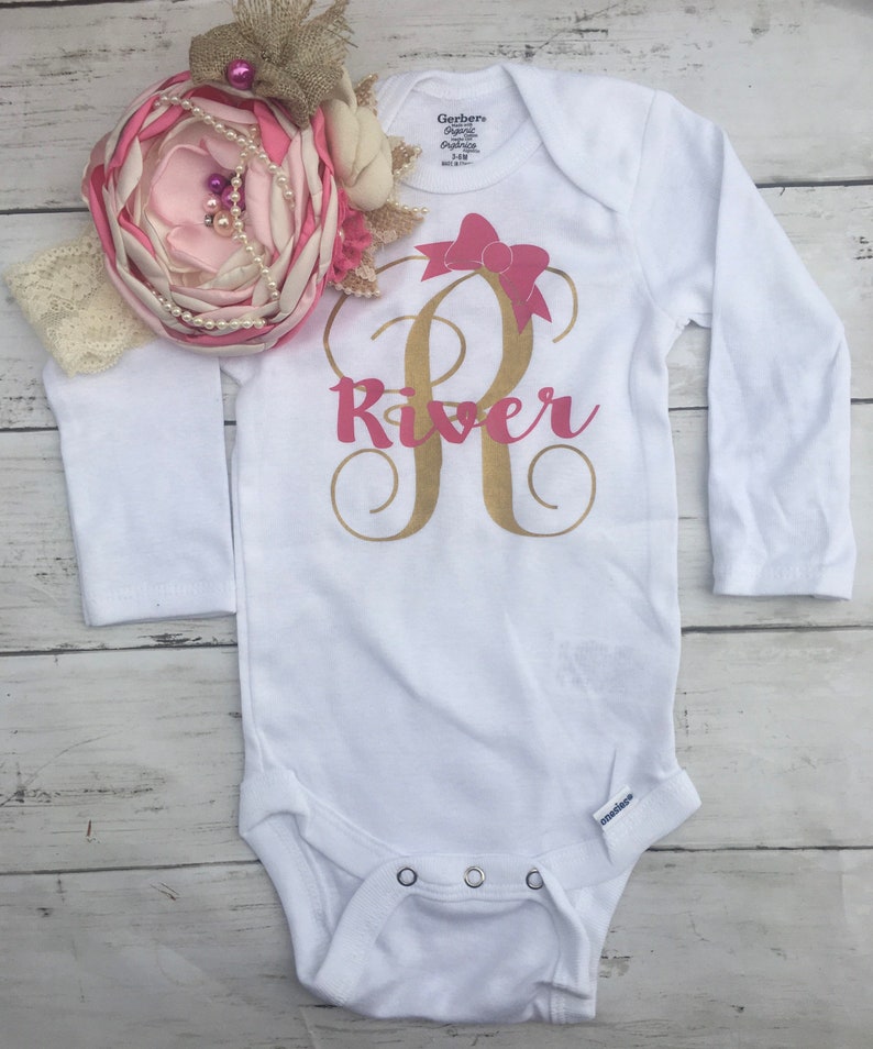 Baby Girl Outfitpersonalized Baby Shirtmonogram Etsy