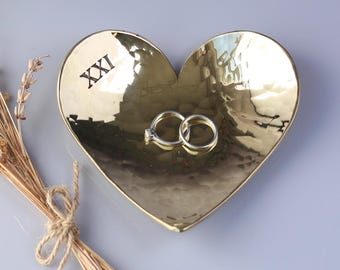 21st Anniversary Brass Heart Dish
