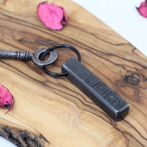 Personalised 6th Anniversary Dark Iron Bar Keychain