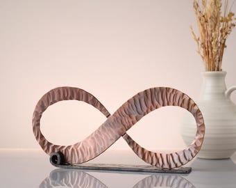 Copper Infinity Love Knot Sculpture 22nd Anniversary Gift