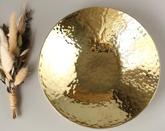 21st Anniversary Gift. Personalised Large Brass Bowl