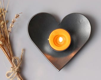 11th Anniversary Gift, Decorative Mini Steel Heart Dish - Smooth Finish