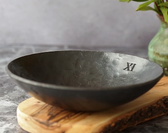 Ready To Ship Steel Anniversary Bowl  - 11th Wedding Gift for Him -  XI /11 Tally Marks gift for her 11th wedding anniversary