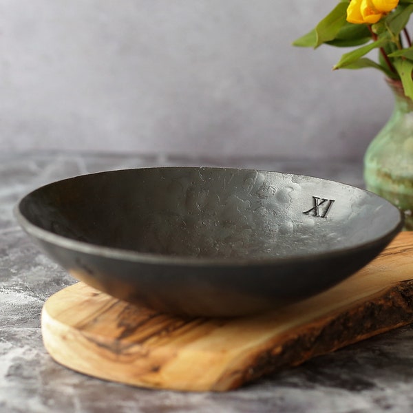 Ready To Ship Steel Anniversary Bowl  - 11th Wedding Gift for Him -  XI /11 Tally Marks gift for her 11th wedding anniversary