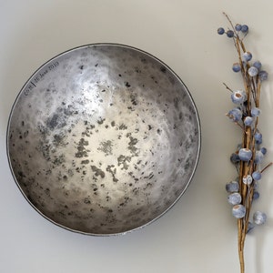 6th Anniversary Gift, 10&quot; Hand forged polished Iron Bowl - Contemporary forged Deep Bowl - Centrepiece vessel for Dining Table