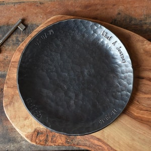 Traditional Large Iron Heavy Ring Dish Tray, Personalized Anniversary Gift for Husband, Hand Forged 6th Wedding Anniversary for Wife