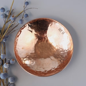 Tigela de cobre martelado à mão, presente para 7º aniversário, porta-joias