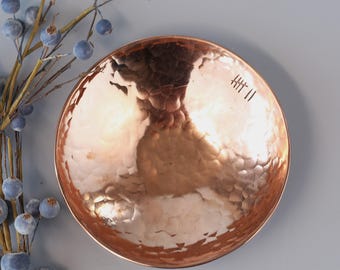 Hand Hammered Copper Bowl, 7th Anniversary Gift, Jewelry Dish