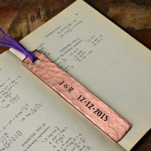Personalisiertes Lesezeichen aus Kupfer zum 7. Hochzeitstag, individuelles Hochzeitsgeschenk aus Kupfer für Ehemann und Ehefrau
