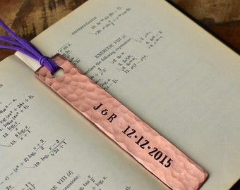 Gepersonaliseerde koperen boekenlegger voor het 7-jarig jubileum, op maat gemaakt koperen huwelijksgeschenk voor man en vrouw